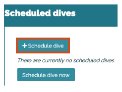 Screenshot of Bloops system showing the button to schedule a dive