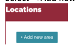 Screenshot of Add new area button in Bloop system 